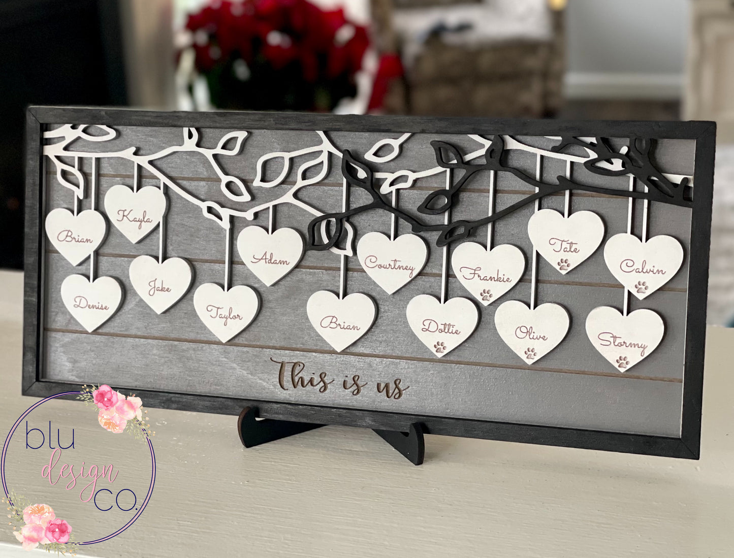 Custom Family Tree Hearts Sign