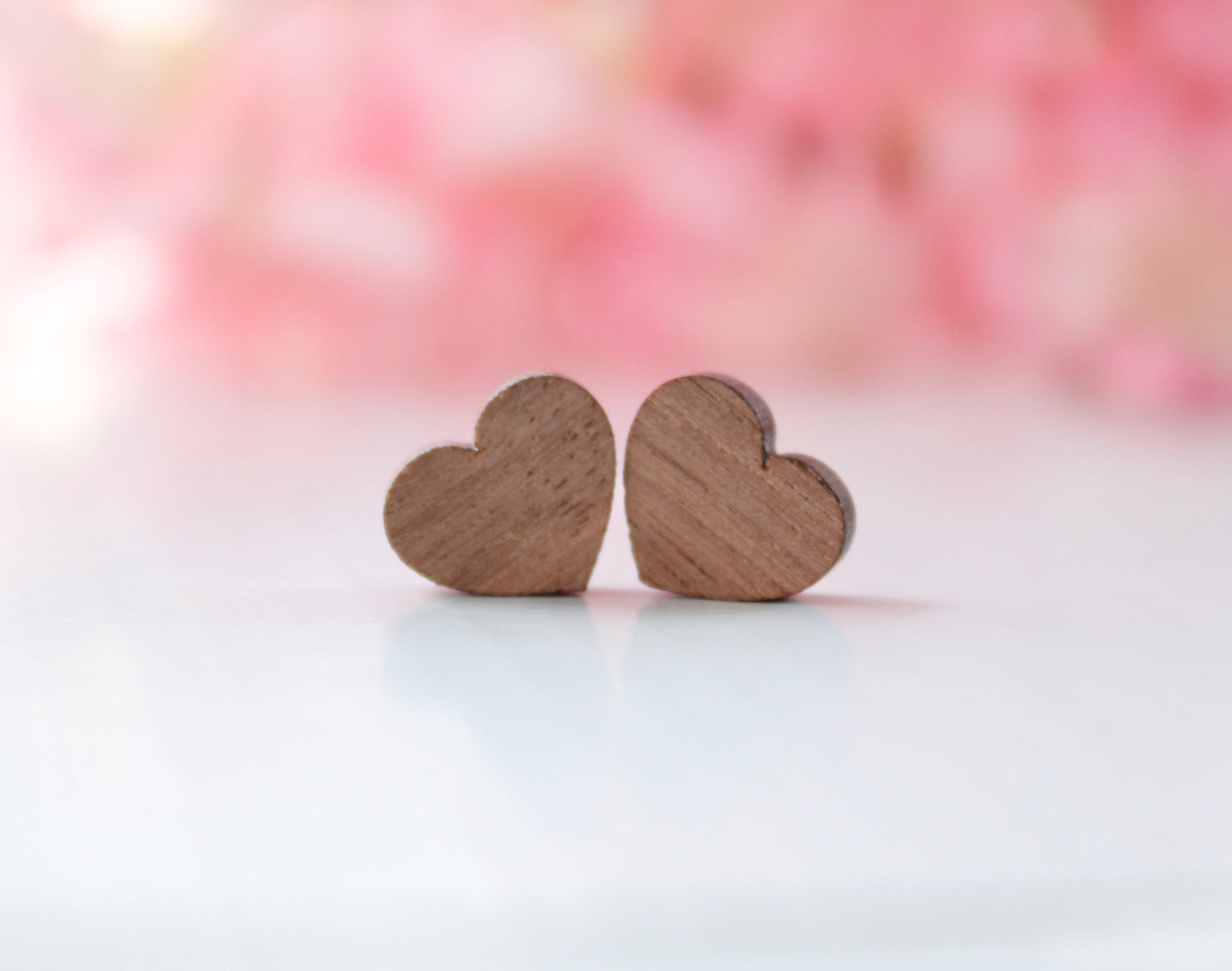 Walnut Wood Heart Studs
