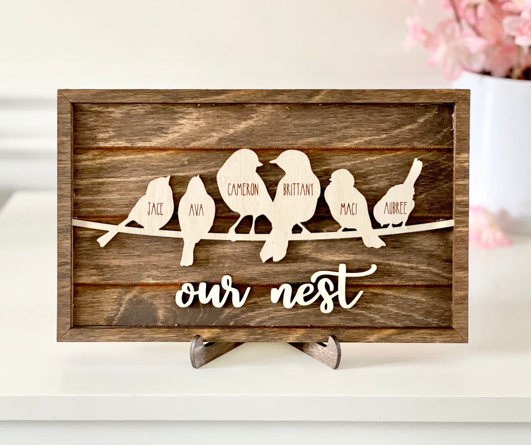Our Nest Personalized Family Bird Frame