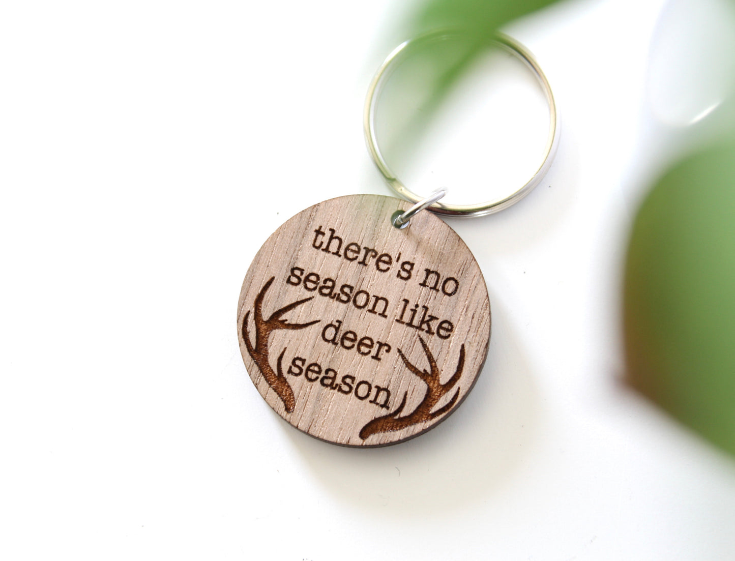 Deer Season Walnut Wood Keychain