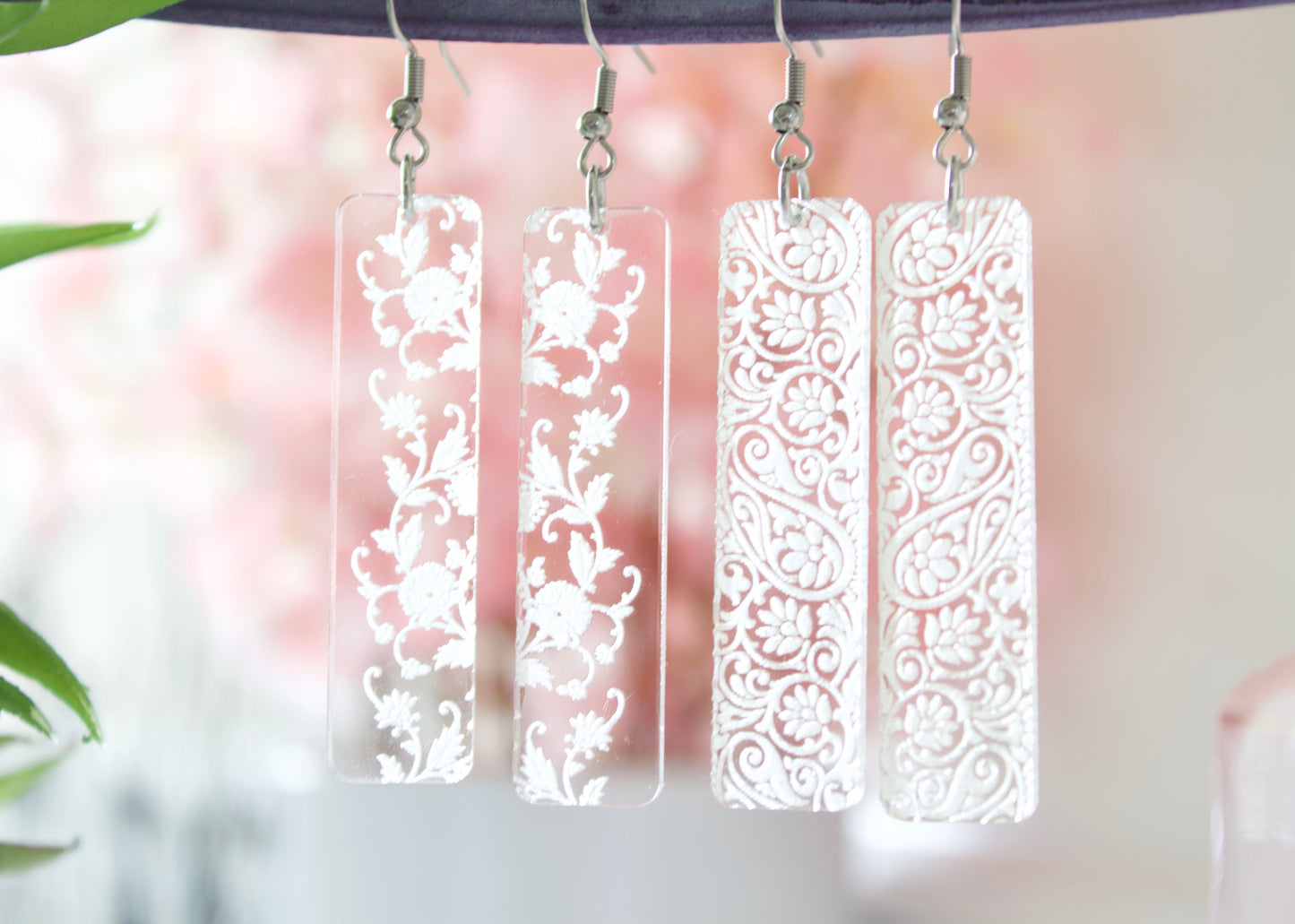 Floral Acrylic Bar Earrings