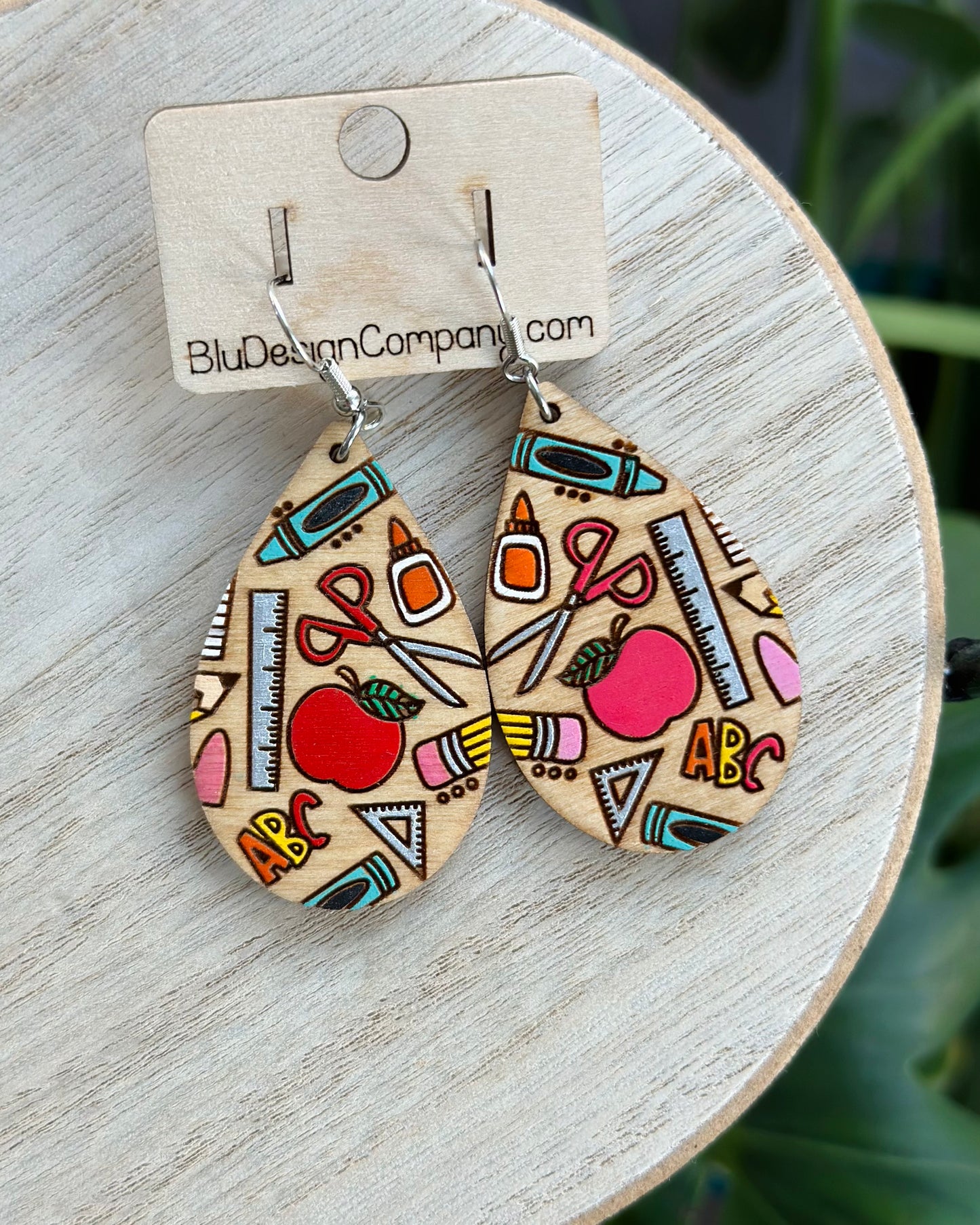 Wooden Teacher Drop Earrings