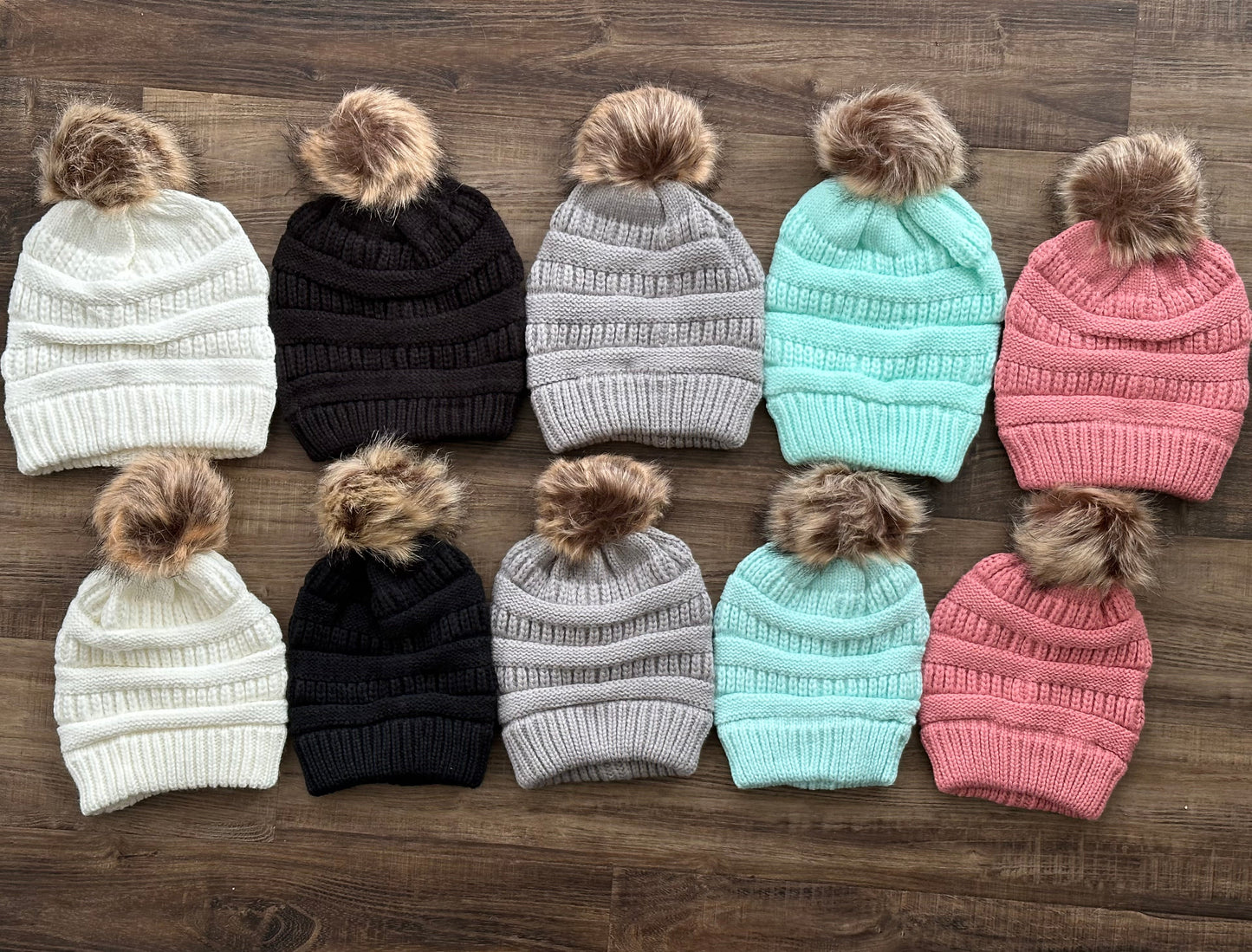 Leopard MAMA Leather Patch Pom Pom Beanie