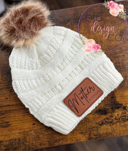 Load image into Gallery viewer, Mother HUSTLER Leather Patch Pom Pom Beanie