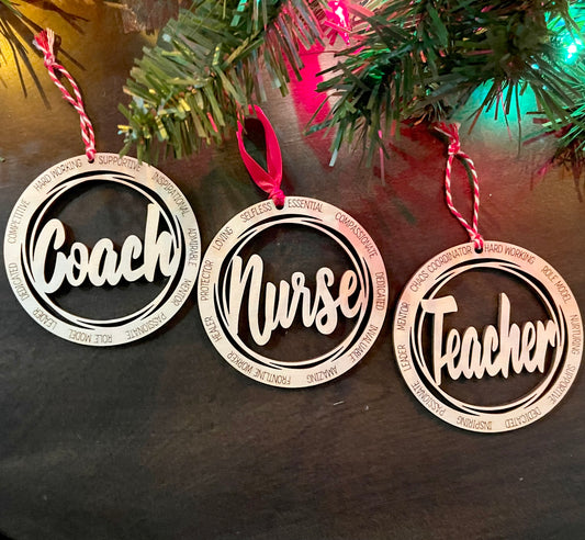 Teacher, Nurse, and Coach Ornaments