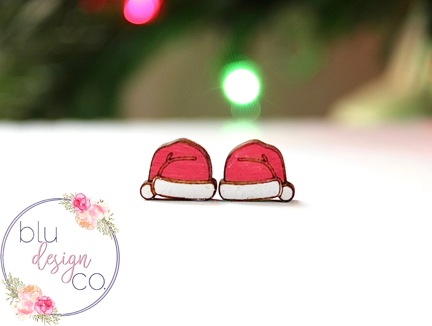 Santa Hat Wooden Studs