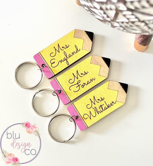Painted Pencil Keychain