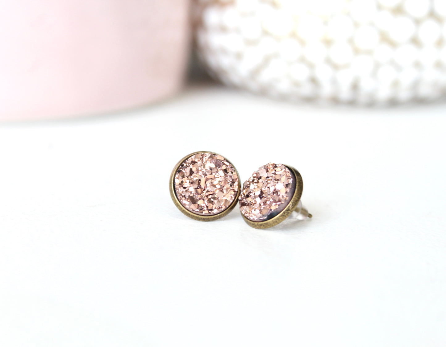 Rose Gold Druzy Earrings
