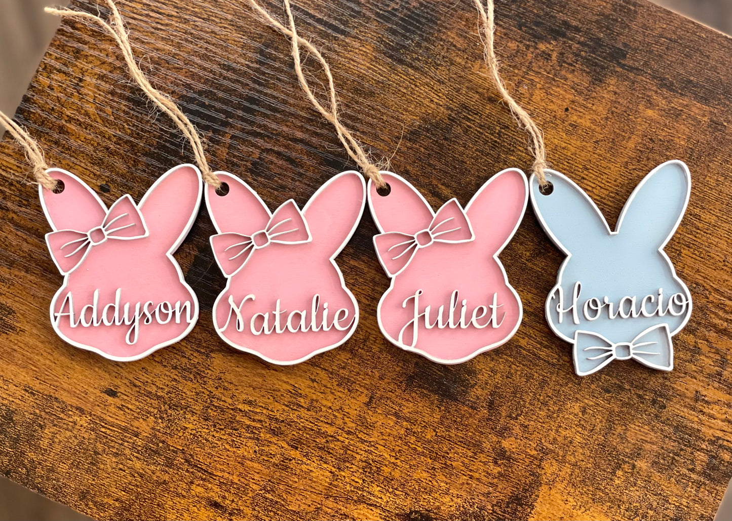 Custom Bunny Layered Easter Basket Tags