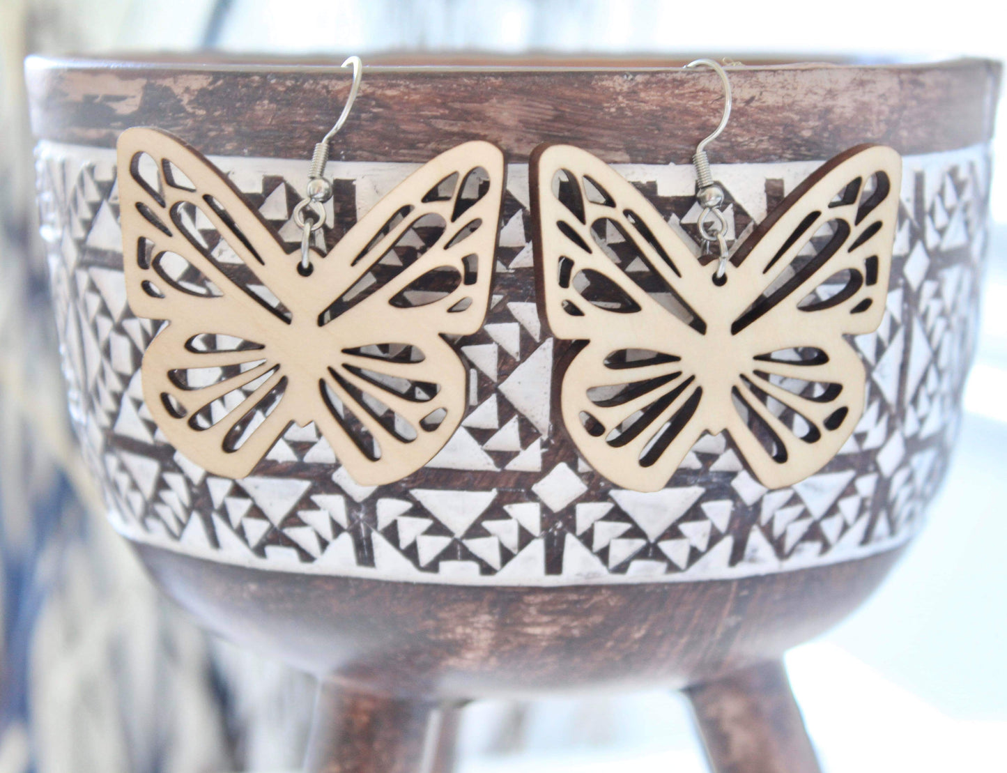 Wooden Butterfly Earrings