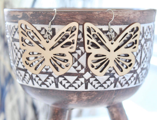 Wooden Butterfly Earrings