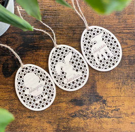Custom Rattan Egg Easter Basket Tags