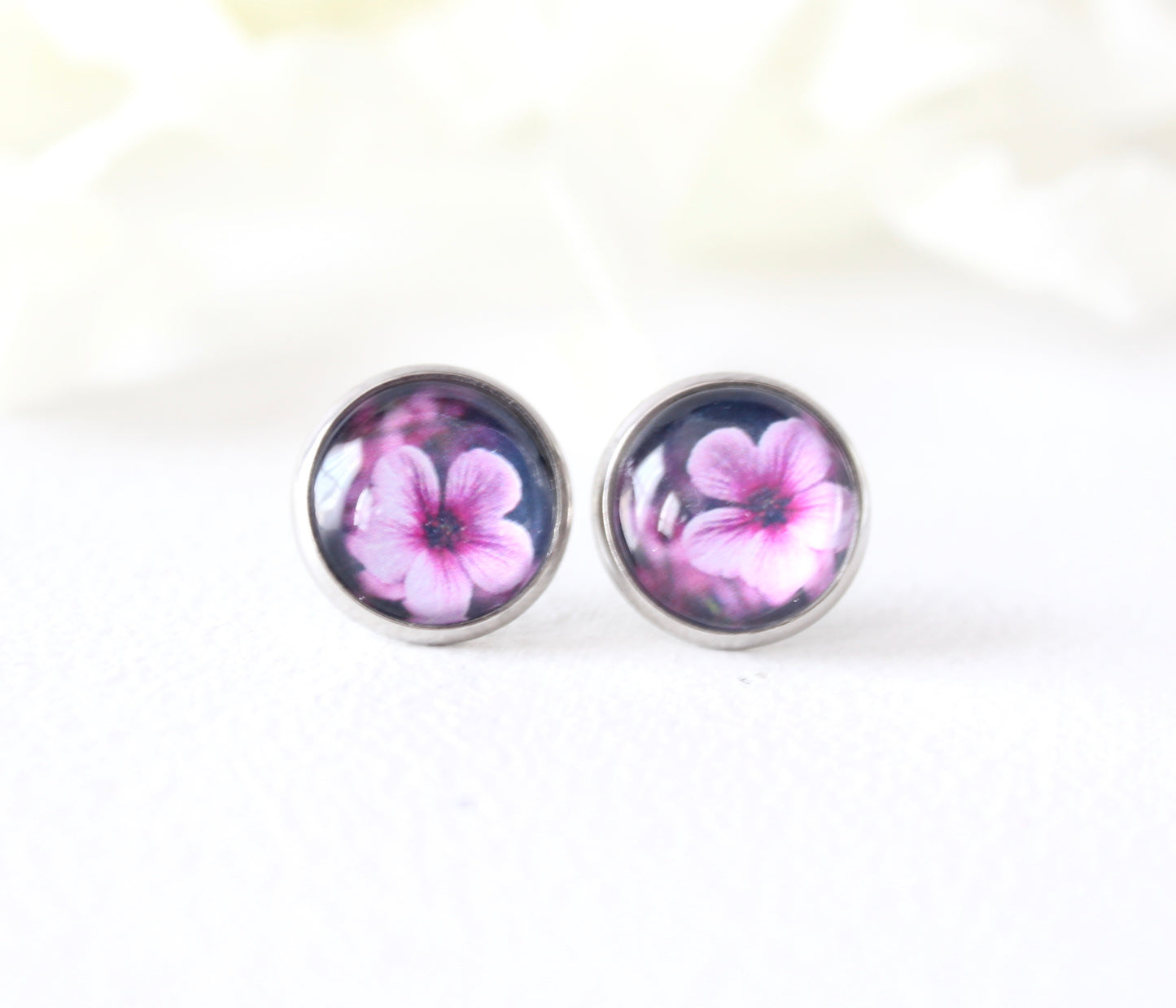 Purple Flower Earrings