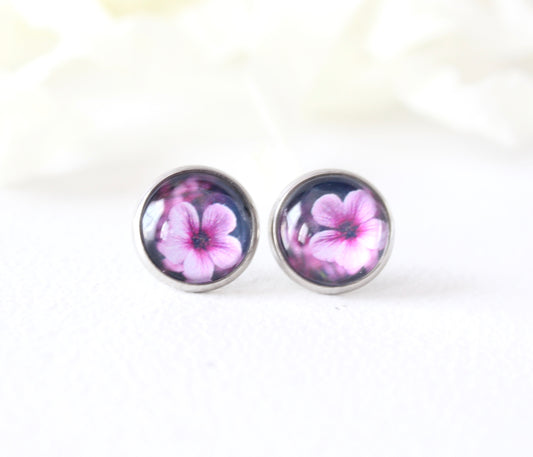 Purple Flower Earrings