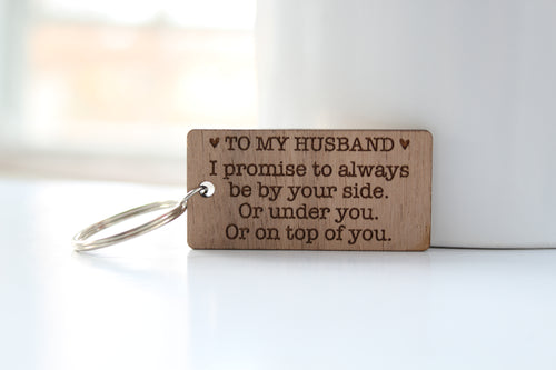To My Husband Walnut Wood Keychain