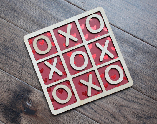 Red Foil Hearts Tic-Tac-Toe Board