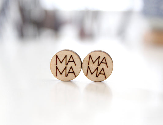 MAMA Wood Stud Earrings