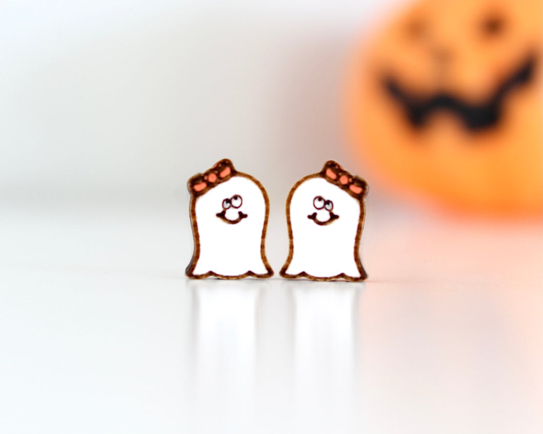 Wood Painted Ghost Studs