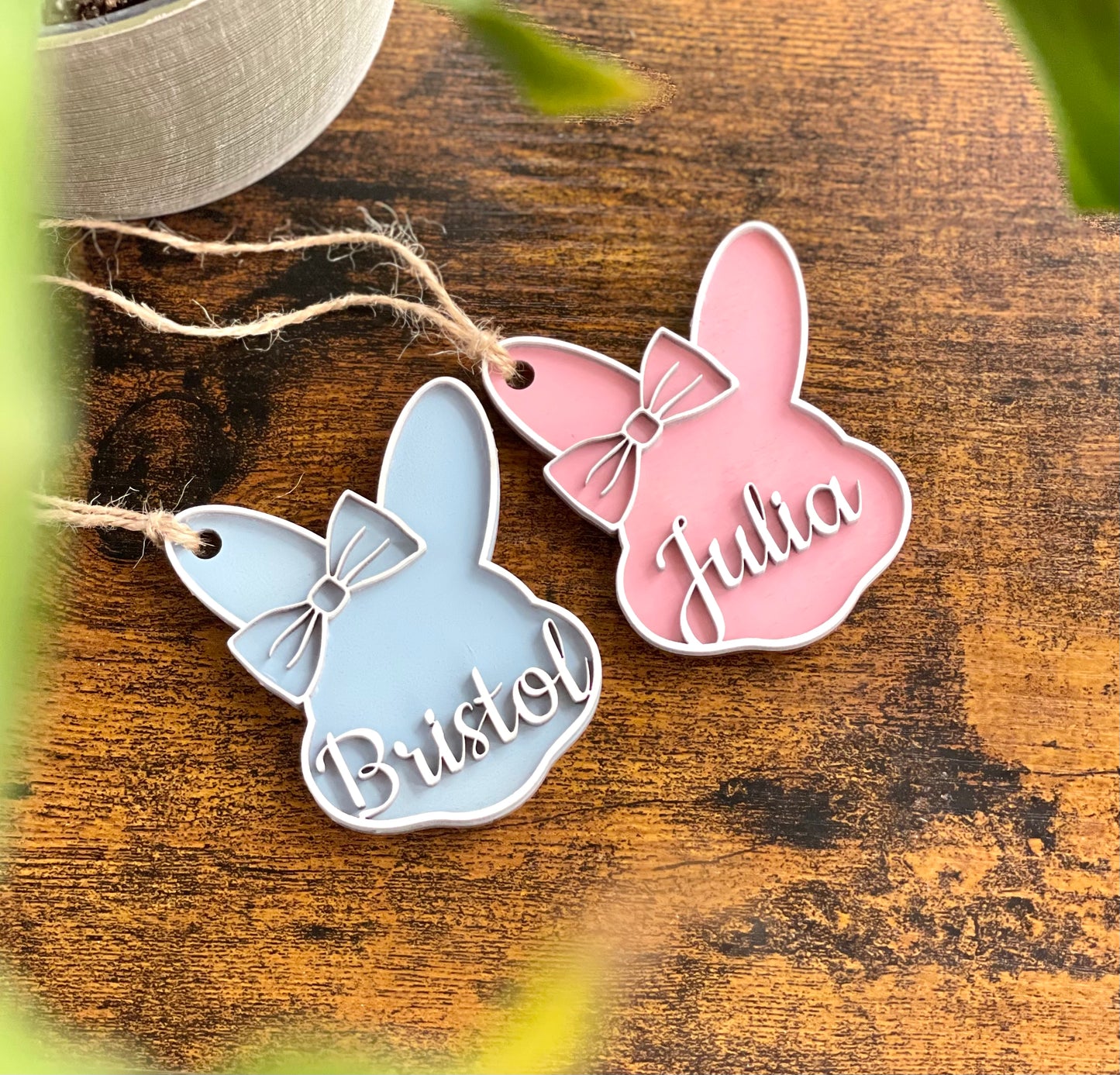 Custom Bunny Layered Easter Basket Tags