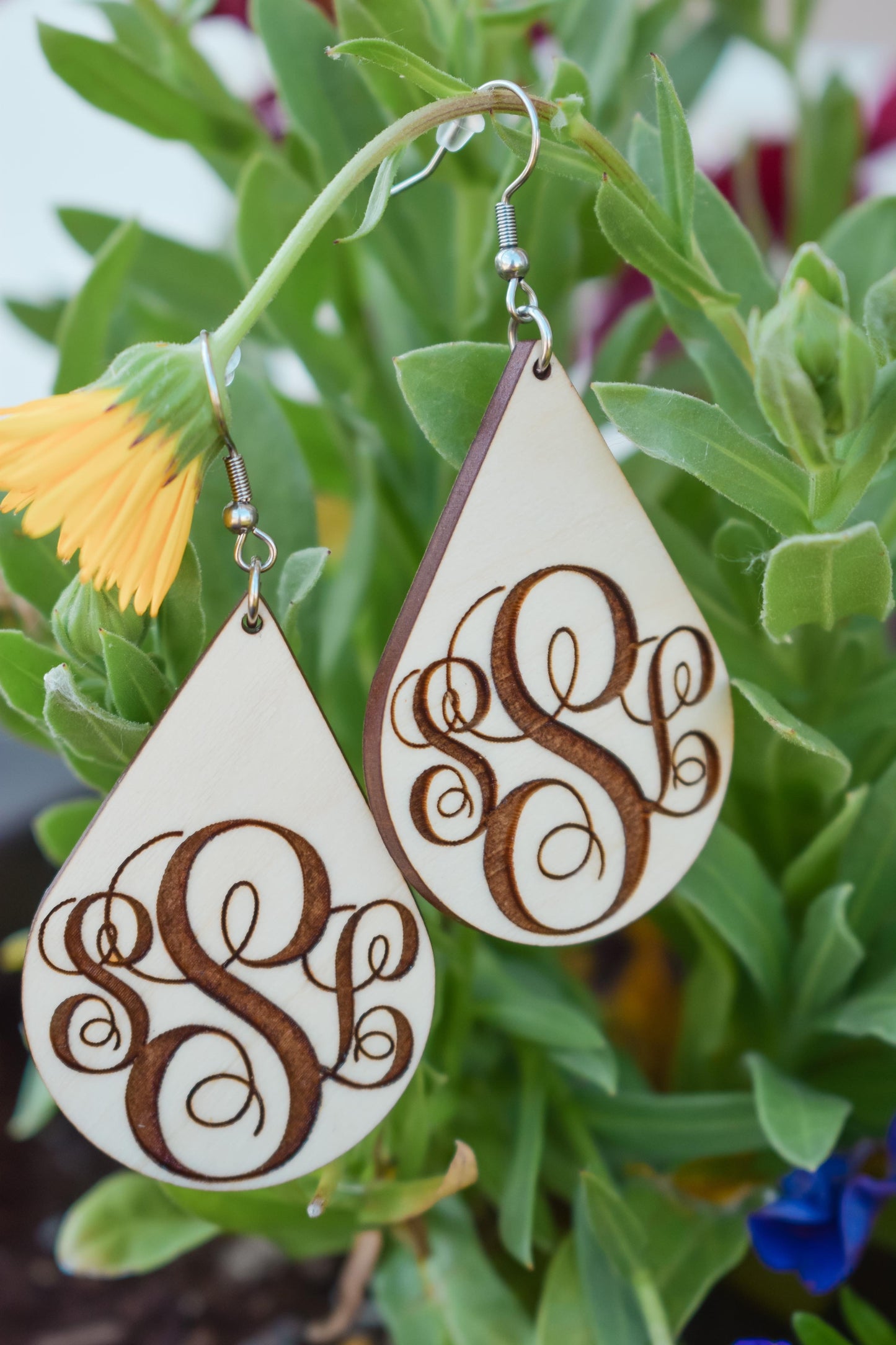 Teardrop Monogram Earrings