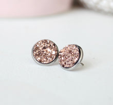 Load image into Gallery viewer, Rose Gold Druzy Earrings